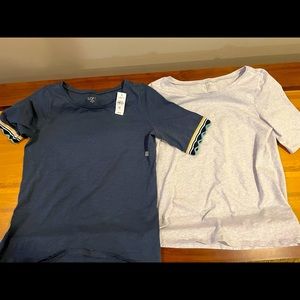 LOFT size medium tee - blue and shimmery gray